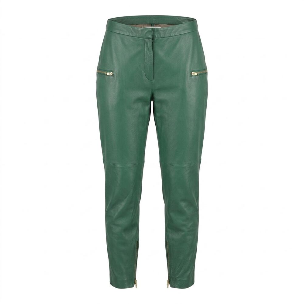 By Malene Birger Alissa 100% Leather Tapered Zip Hem Pants Women Size EU40